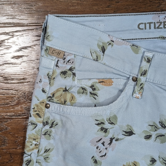 Citizens of Humanity Mandy High Waist Blue Floral Ankle Size 29 Roll Up - Picture 3 of 12